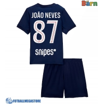 Fotballdrakt Barn Paris Saint-Germain Joao Neves #87 Hjemmedraktsett 2025-26 Kortermet (+ Korte bukser)